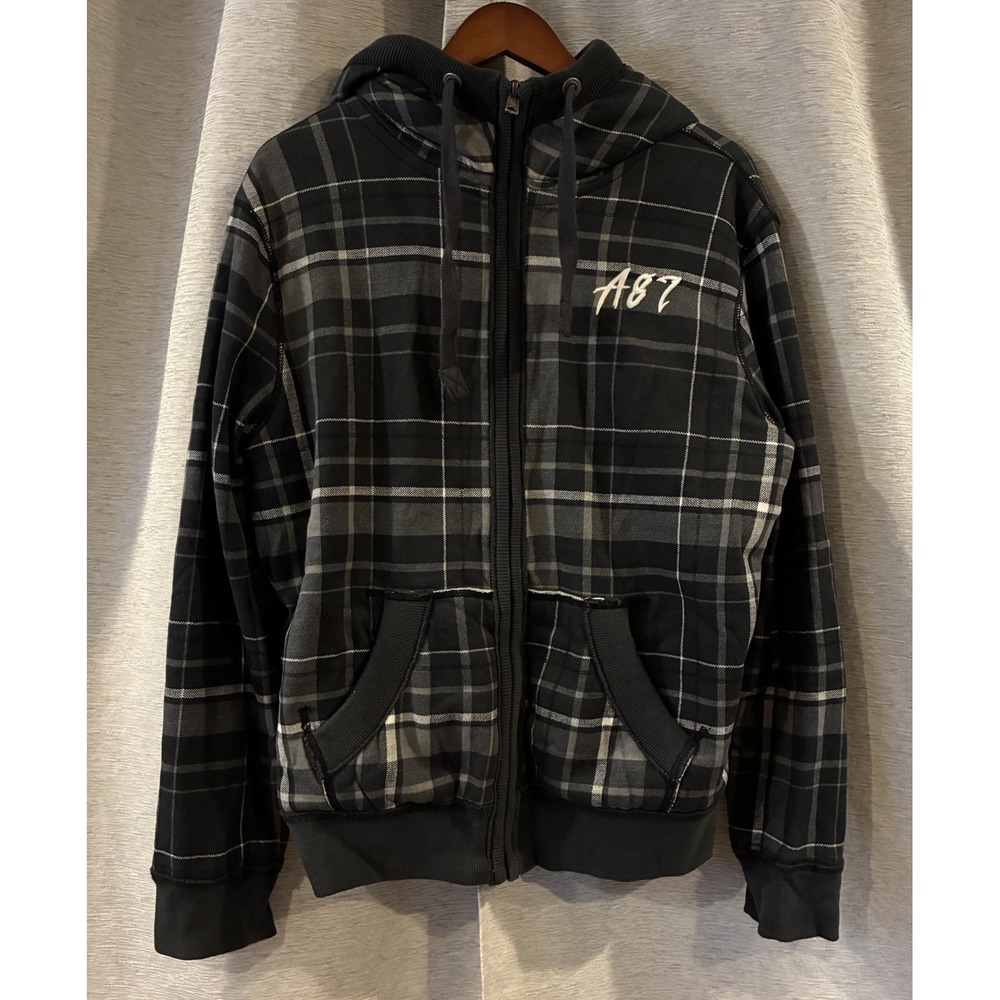 Aeropostale Faux Fur Lined Plaid Zip Up Jacket Skate Grunge‎ Size Medium Y2K